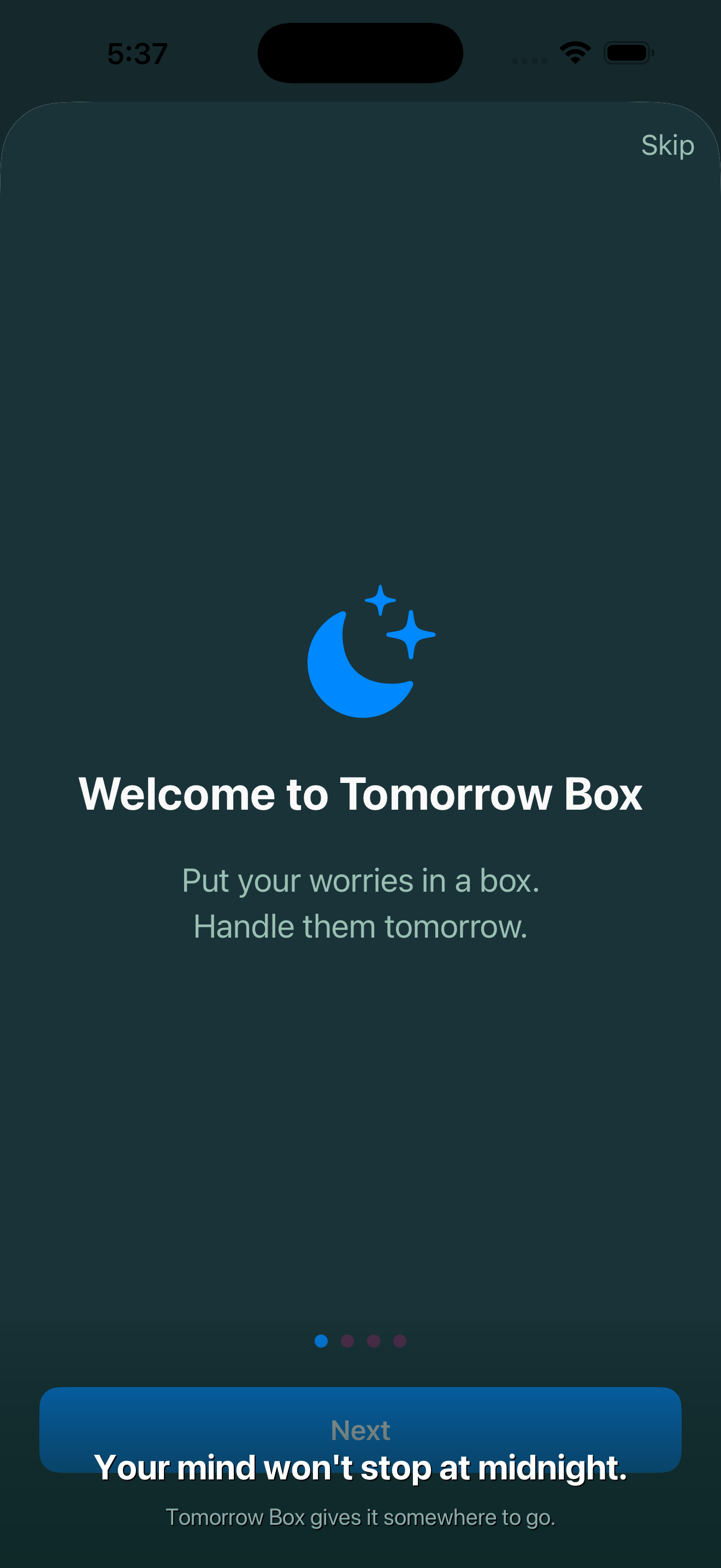 Welcome screen