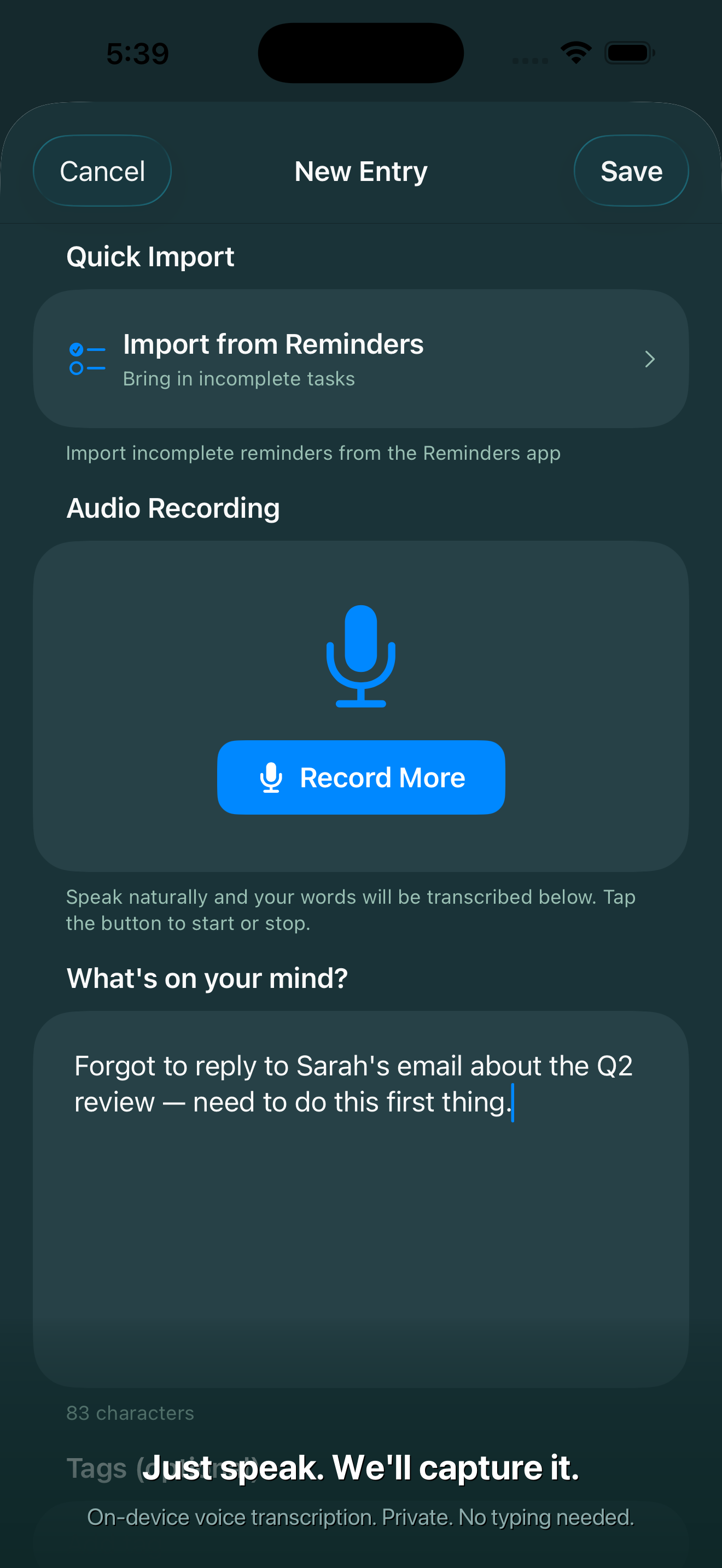 Voice entry
